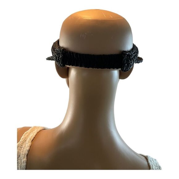 Women’s  Straw Visor One Size Black hat golf party Beach Walk Handmade. - Picture 12 of 13